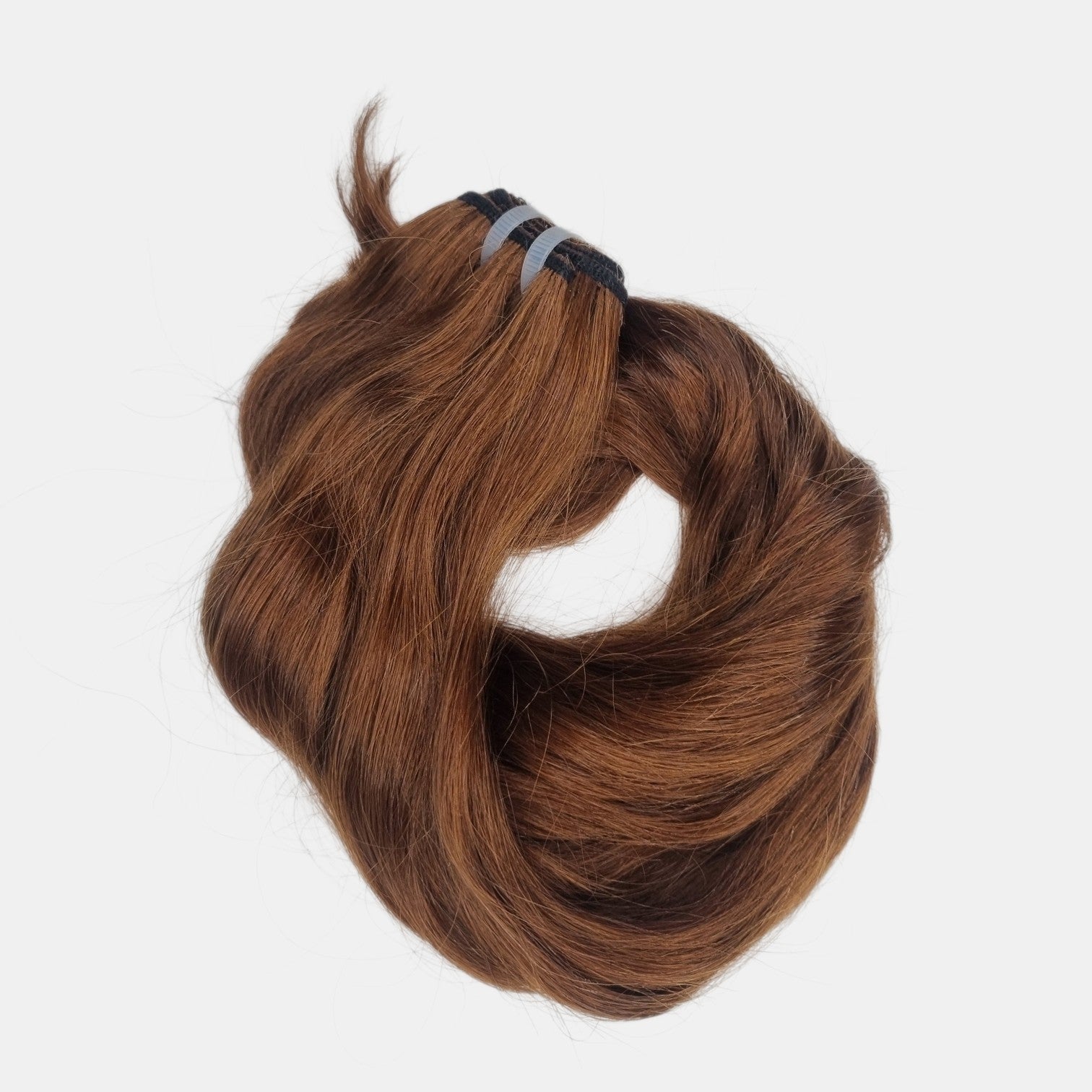 Wellige Echthaar Weft Tresse aus 100 % Remy Echthaar in Farbe 10c helles kupferbraun