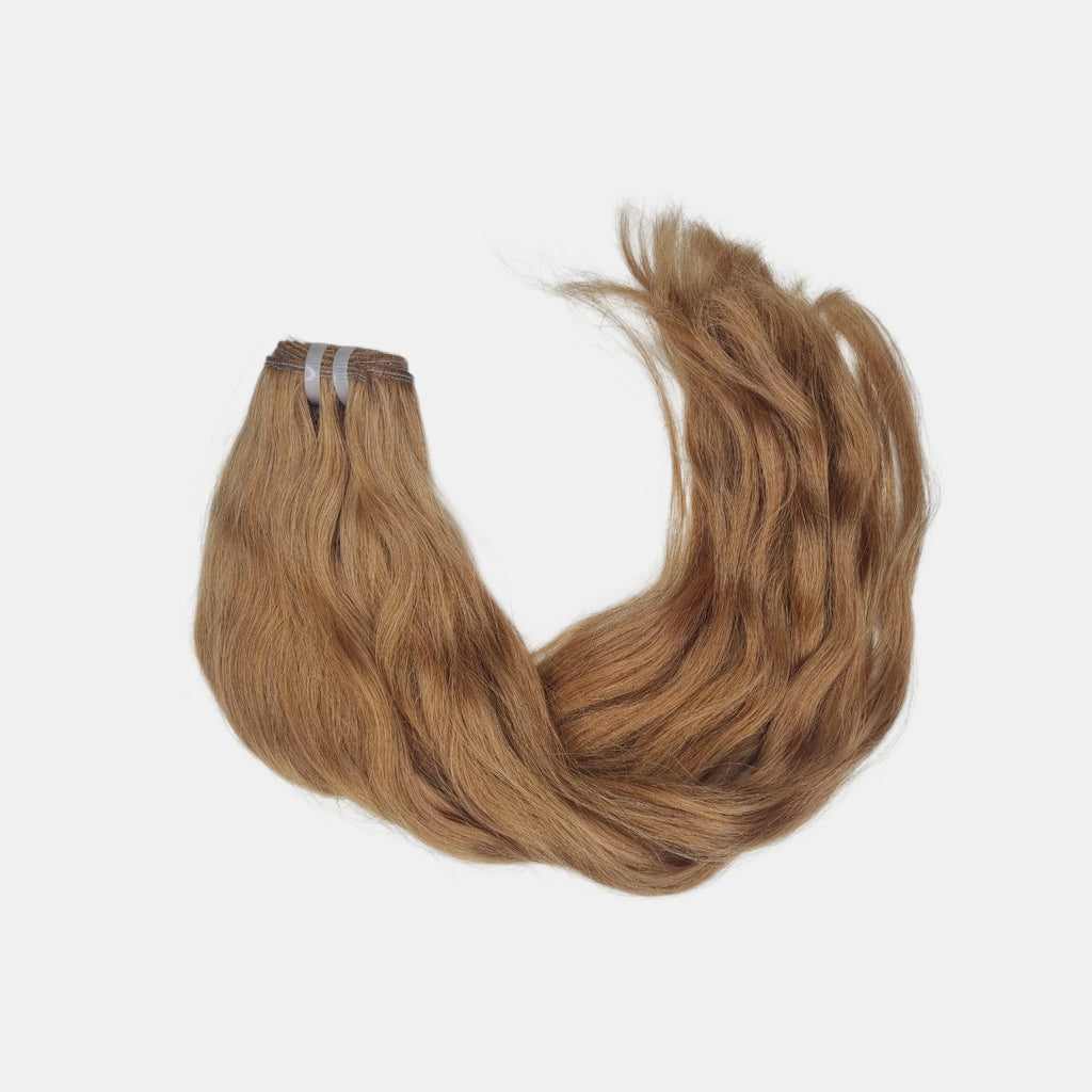 Wellige Echthaar Weft Tresse aus 100 % Remy Echthaar in Farbe 18 blonde