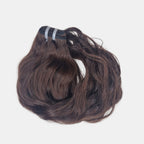 Wellige Echthaar Weft Tresse aus 100 % Remy Echthaar in Farbe Braun 2.