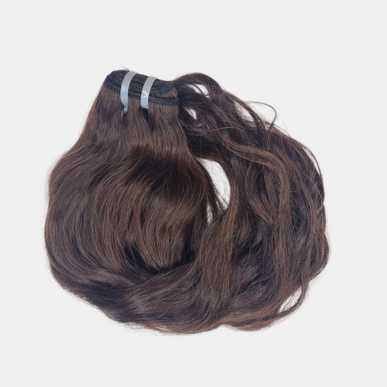 Wellige Echthaar Weft Tresse aus 100 % Remy Echthaar in Farbe Braun 2.